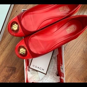 Coach red patent leather ballet flat Shanon KDSKN 8.5 M